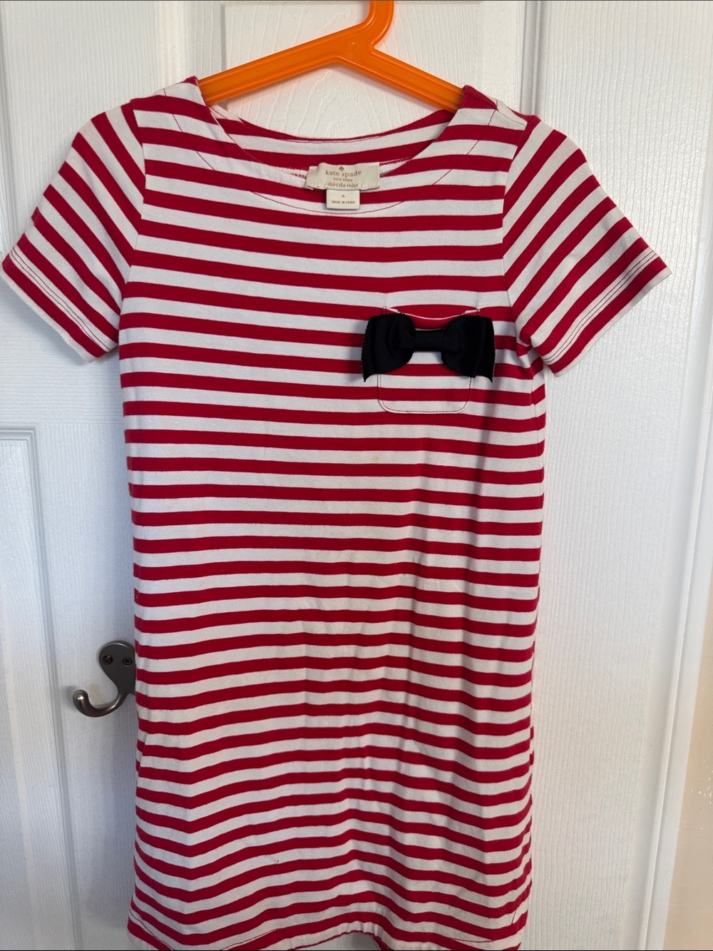 kate spade Red and White Striped Dress with Black Bow